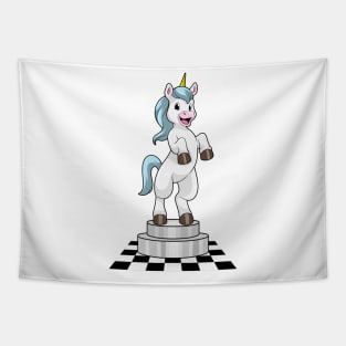 Unicorn at Chess as Chess piece Knight Tapestry