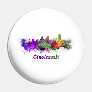 Cincinnati skyline in watercolor Pin