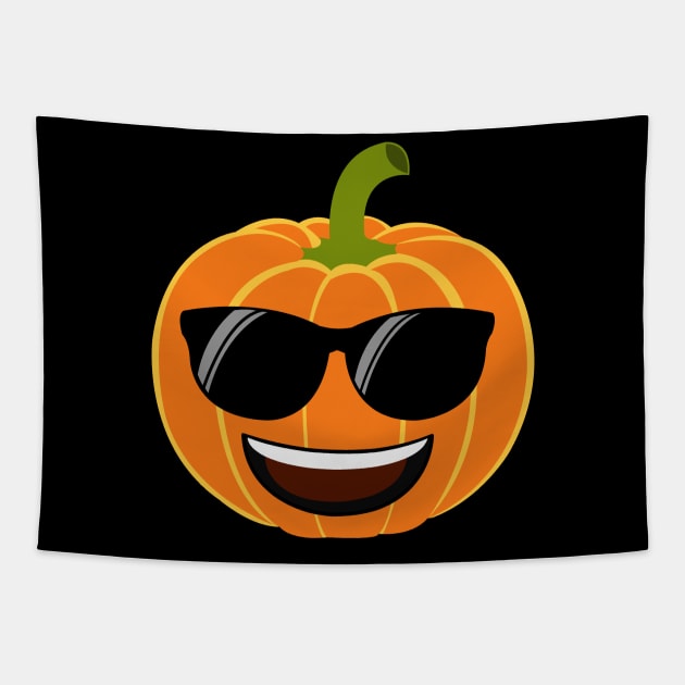 Cool Pumpkin Emoji Halloween Gift Tapestry by ChrisWilson