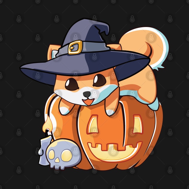 Dog Shiba on a Pumpkin by Myanko