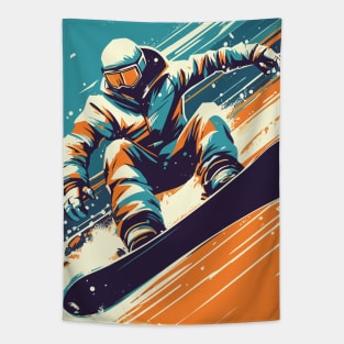 Retro snowboarder Tapestry