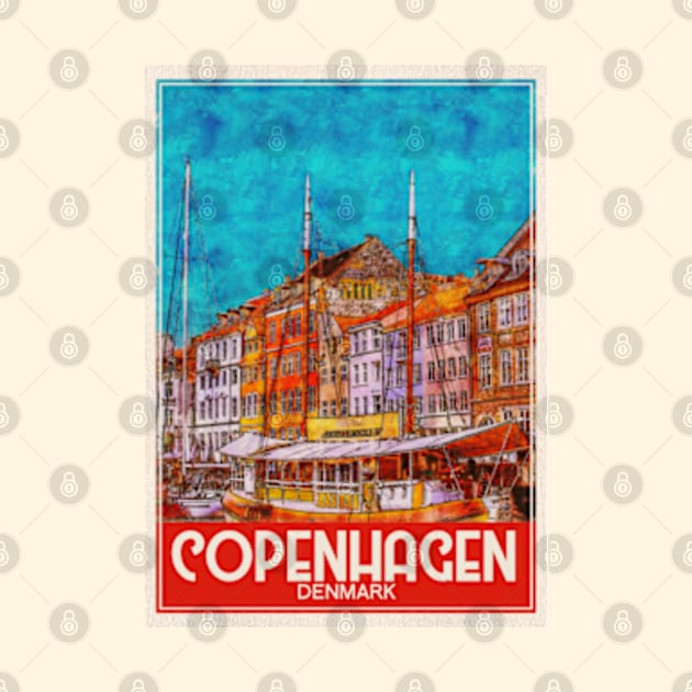 Copenhagen Denmark Travel Art by faagrafica