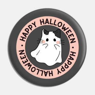Cute Kitty Cat Ghost Creepy House Halloween Pin