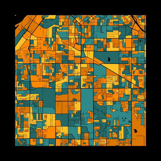 Surrey Map Pattern in Orange & Teal by PatternMaps