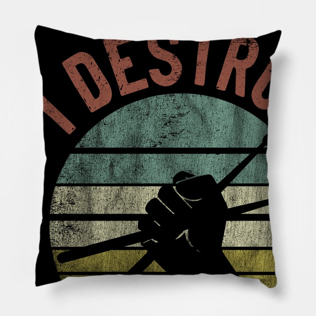 Funny Drumming Drummer Gift Men Women Drum Sticks Vintage Pillow by blacks store