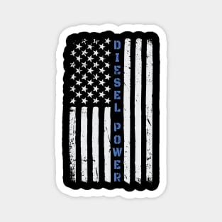 Diesel Power American Flag USA Thin Blue Line Magnet