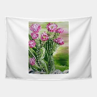 cactus painting with pink flowers Tapestry