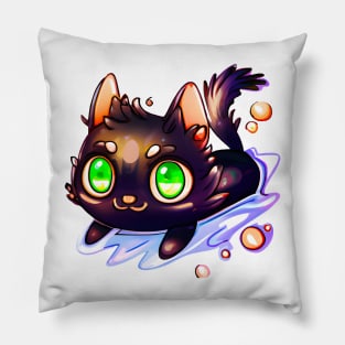 Black cat swimming Pillow