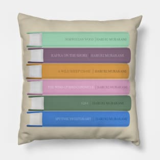 Haruki Murakami Book Spine Design - Book Lovers Gift Pillow