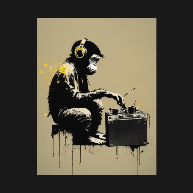 Handsome Illustration of BANKSY DJ Monkey Thinker by KOTYA