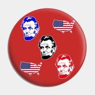 Abe Lincoln Face American Flag Pin