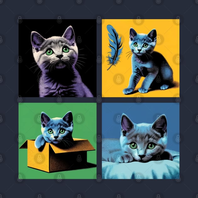 Russian Blue Pop Art - Cute Kitties by PawPopArt