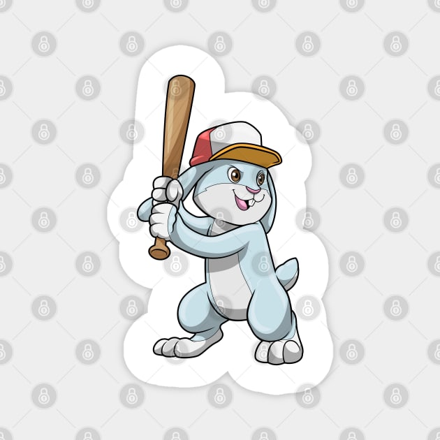 Rabbit at Baseball with Baseball bat Magnet by Markus Schnabel