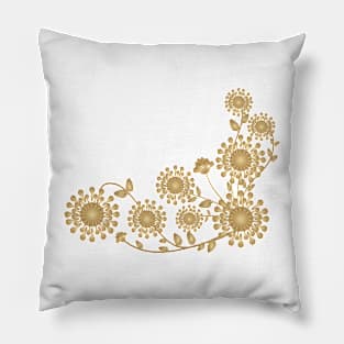 Golden and Beige abstract floral illustration Pillow