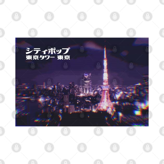 Japanese city pop art series 2 -Tokyo tower Tokyo Japan in - retro aesthetic - Vaporwave style by FOGSJ