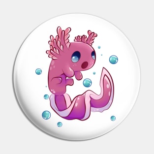 Cute Cartoon Axolotl with Bubbles Pin