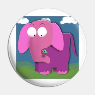 Pink Elephant and Birdie Friend Pin