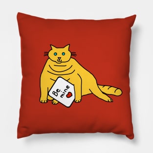 Cute Chubby Kitty Cat says Be Mine on Valentines Day Pillow