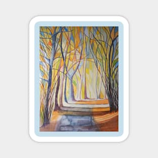 Abstract autumnal woodland watercolour scene Magnet