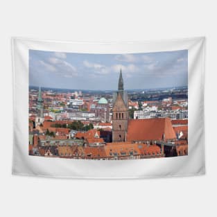 City center with Marktkirche, view from the town hall tower, Hanover, Lower Saxony, Germany Tapestry