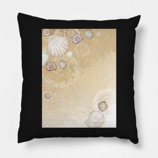 Seashells on the Sand Background Pillow