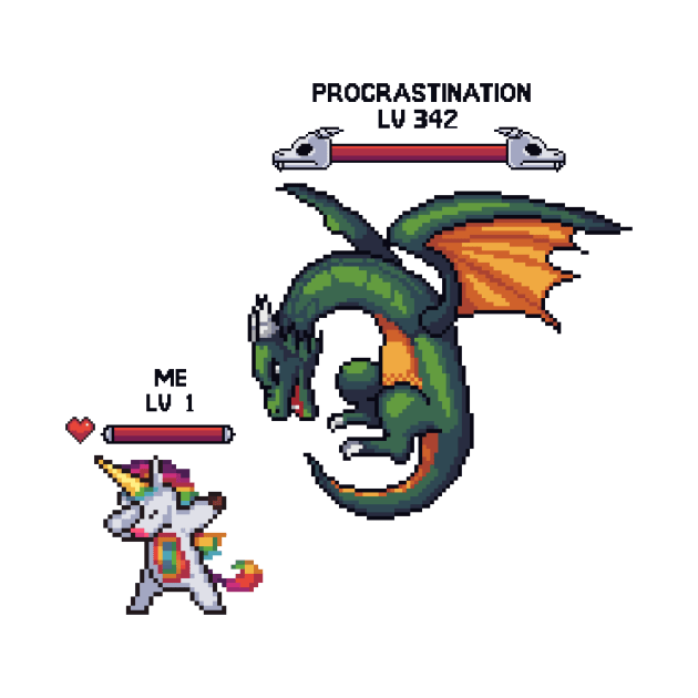 Pixel Showdown: Battle Me vs. Procrastination by Holymayo Tee