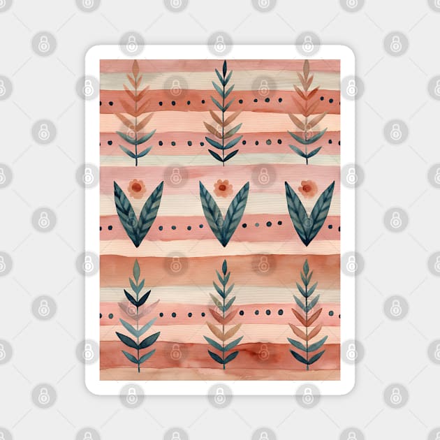 Blush pink striped pattern with flowers Magnet by craftydesigns