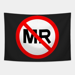 MR Unsafe Label Design Black Background Tapestry