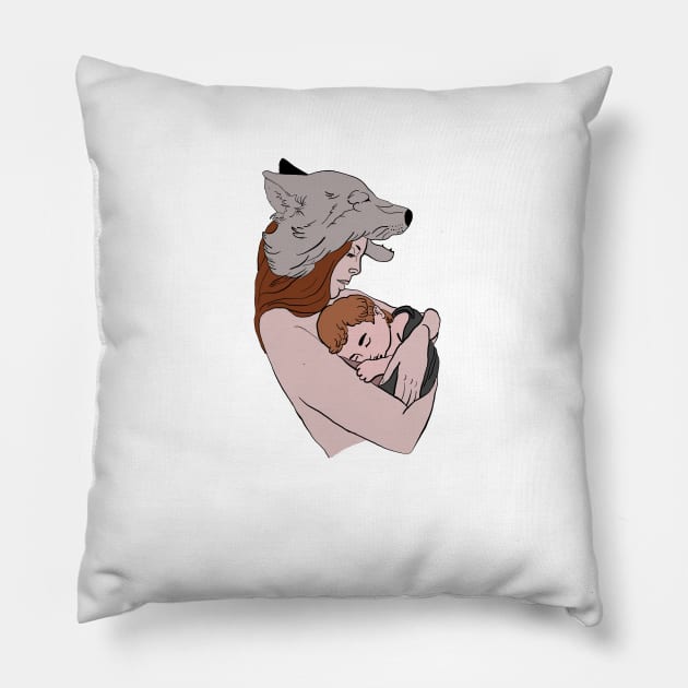 Mother wolf and her baby Pillow by Noamdelf06