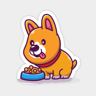 Cute Corgi Eating Dog Food Magnet