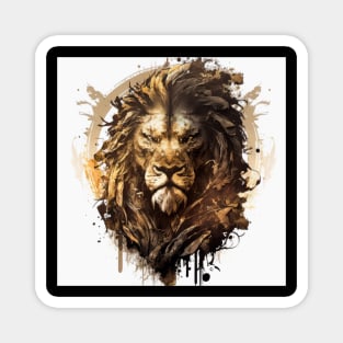 Lion Portrait Animal Painting Wildlife Outdoors Adventure Magnet