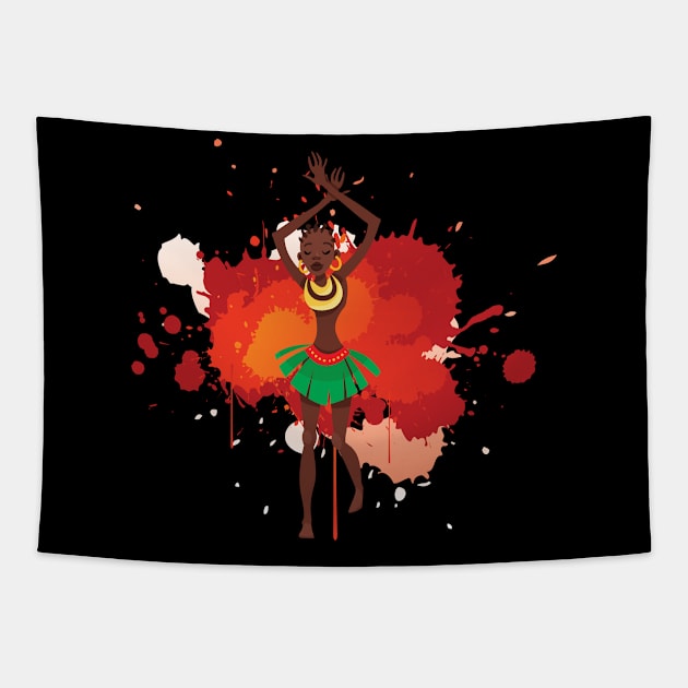 Melanin Pride Afro Queen Poppin Gift Tapestry by JackLord Designs 