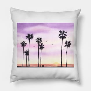 Tropical Island Watercolor Art Pillow