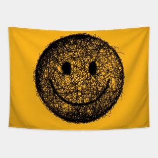 Smile Line Art - Minimalist Positive Vibes Design Tapestry