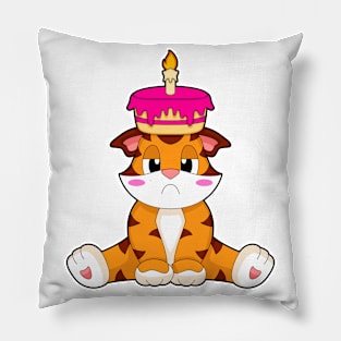 Tiger Birthday Cake Candle Pillow