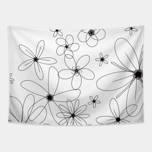 Daisy Flower white minimal black white Tapestry