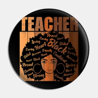 Teacher Teaching Schools Groovy Hearts Melanin Womens Pin