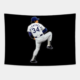 Fernando Valenzuela #34 Pitches Tapestry