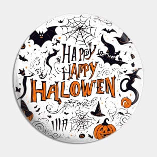 Happy Halloween typography poster with handwritten calligraphy text illustration Pin