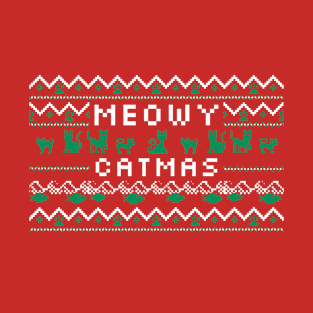 Meowy Catmas Ugly Christmas Sweater Cats T-Shirt