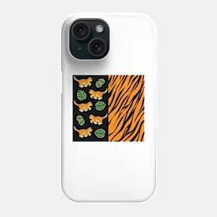 Tiger Stripes And Prowling Tiger Half And Half Phone Case