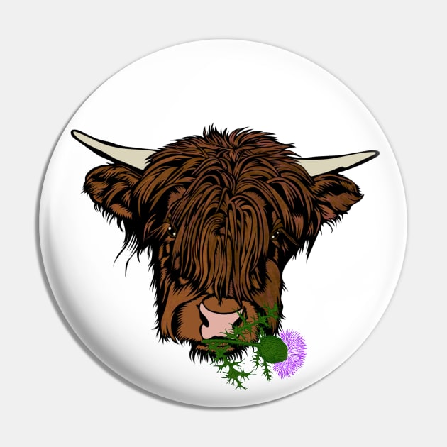 Highland Cow Head Pin by Miozoto_Design