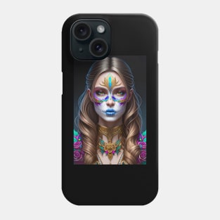 Pretty Woman in Sugar Skull Makeup - Sugar Skull Art Phone Case