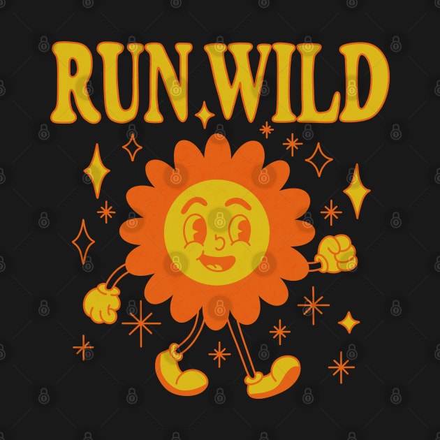 Run Wild Retro Flower Adorable Cartoon by Trippycollage