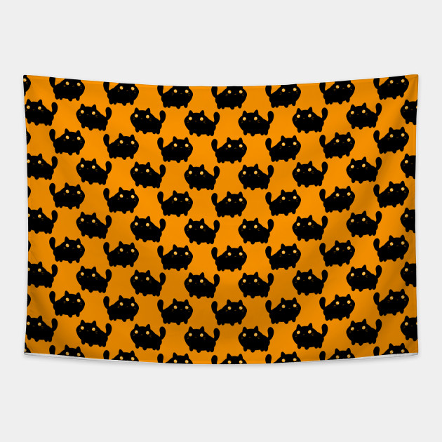 Cartoon Fat Black Cat Pattern Cat Tapestry Teepublic