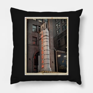 Amsterdam Theater in Times Square- Kodachrome Postcards Pillow