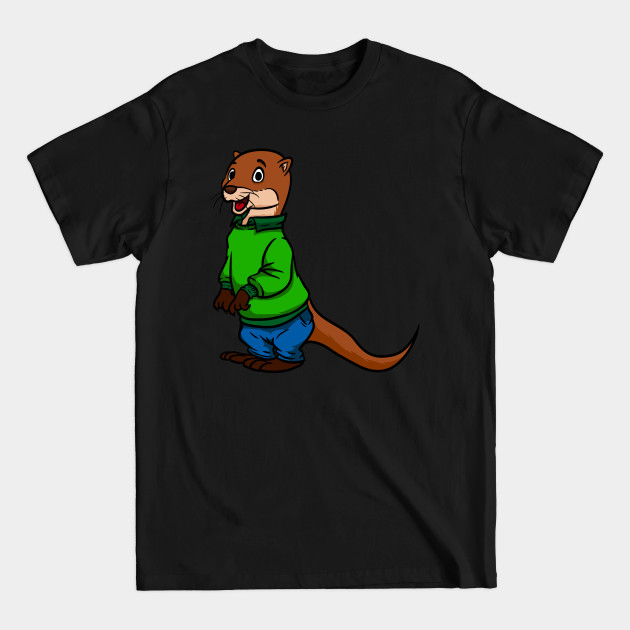 Disover Cute Anthropomorphic Human-like Cartoon Character Otter in Clothes - Cute Cartoon Otter - T-Shirt