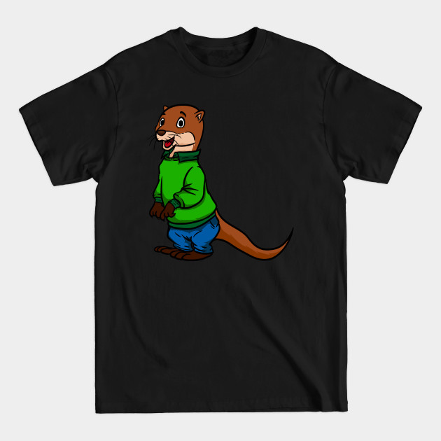 Discover Cute Anthropomorphic Human-like Cartoon Character Otter in Clothes - Cute Cartoon Otter - T-Shirt