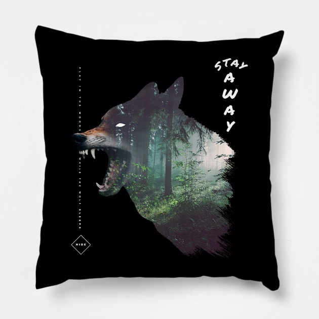 Wolf forest silhouette Pillow by LR_Collections