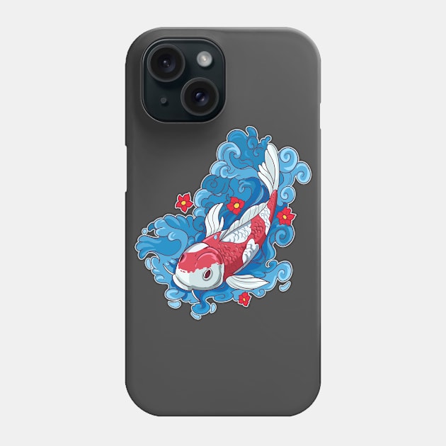 Koi Fish And Flowers Japanese Carp Phone Case by Linco